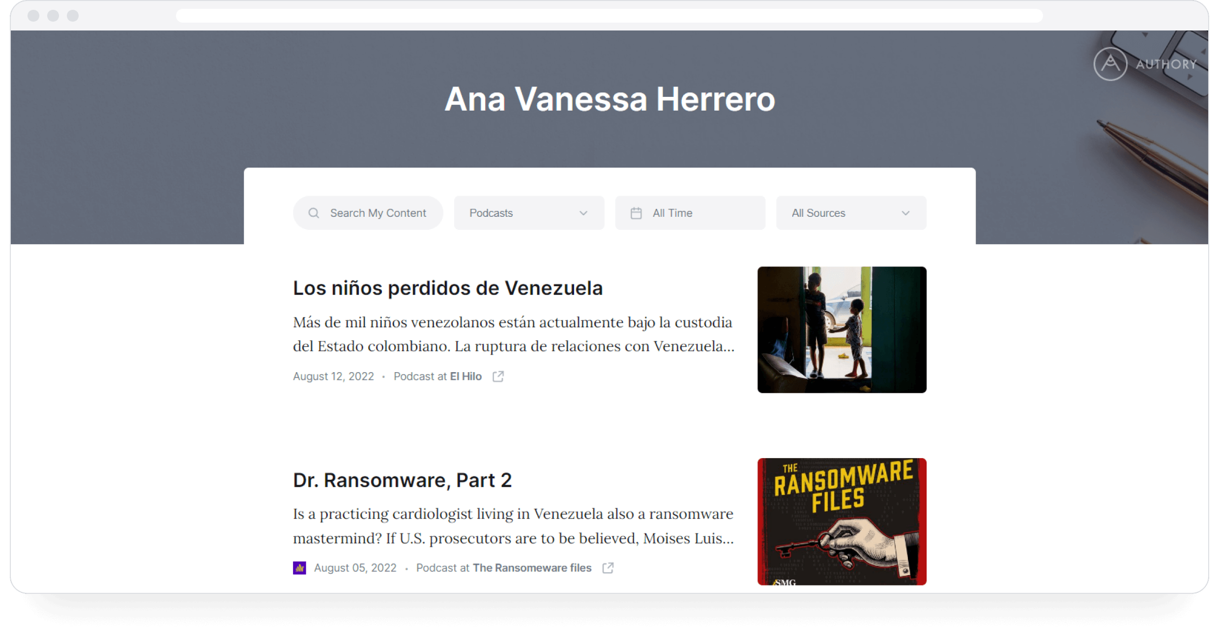 Ana Vanessa Herrero's podcast portfolio