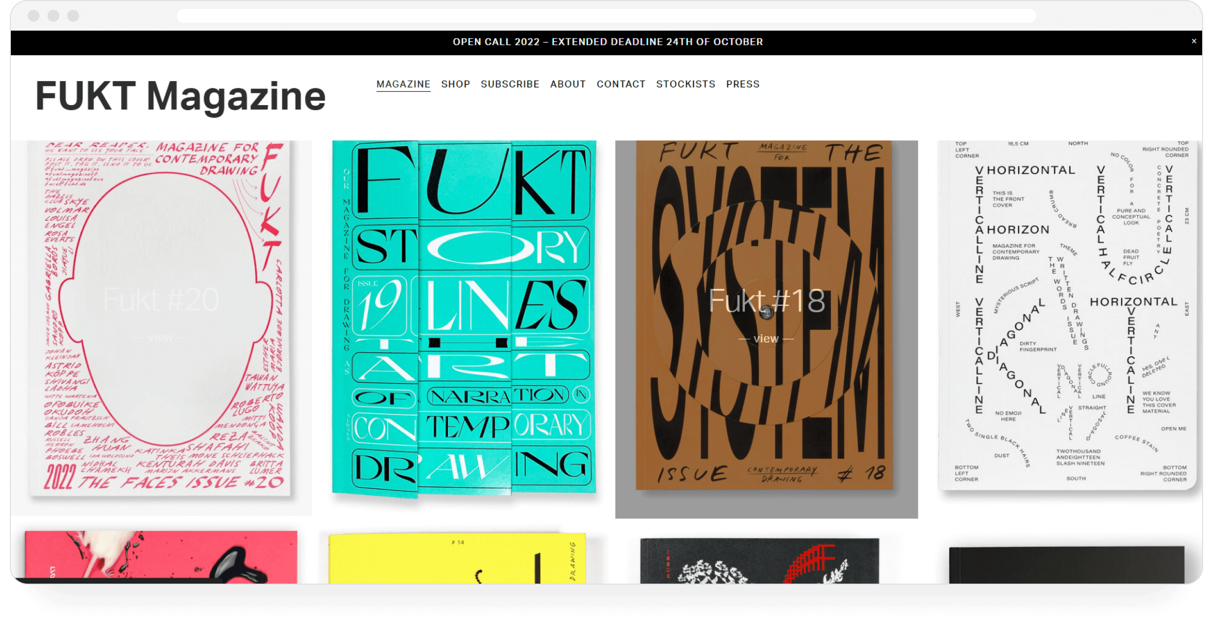 Fukt Magazine's portfolio website on Squarespace