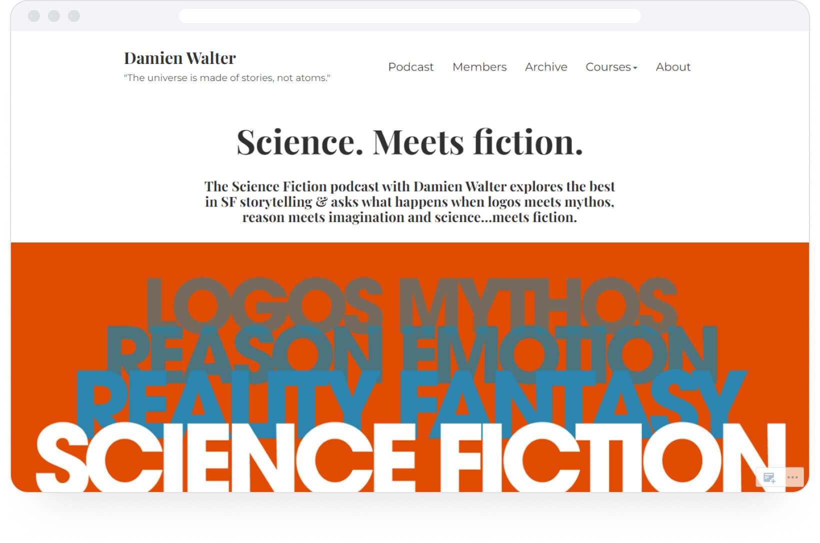 WordPress portfolio example: Damien Walter