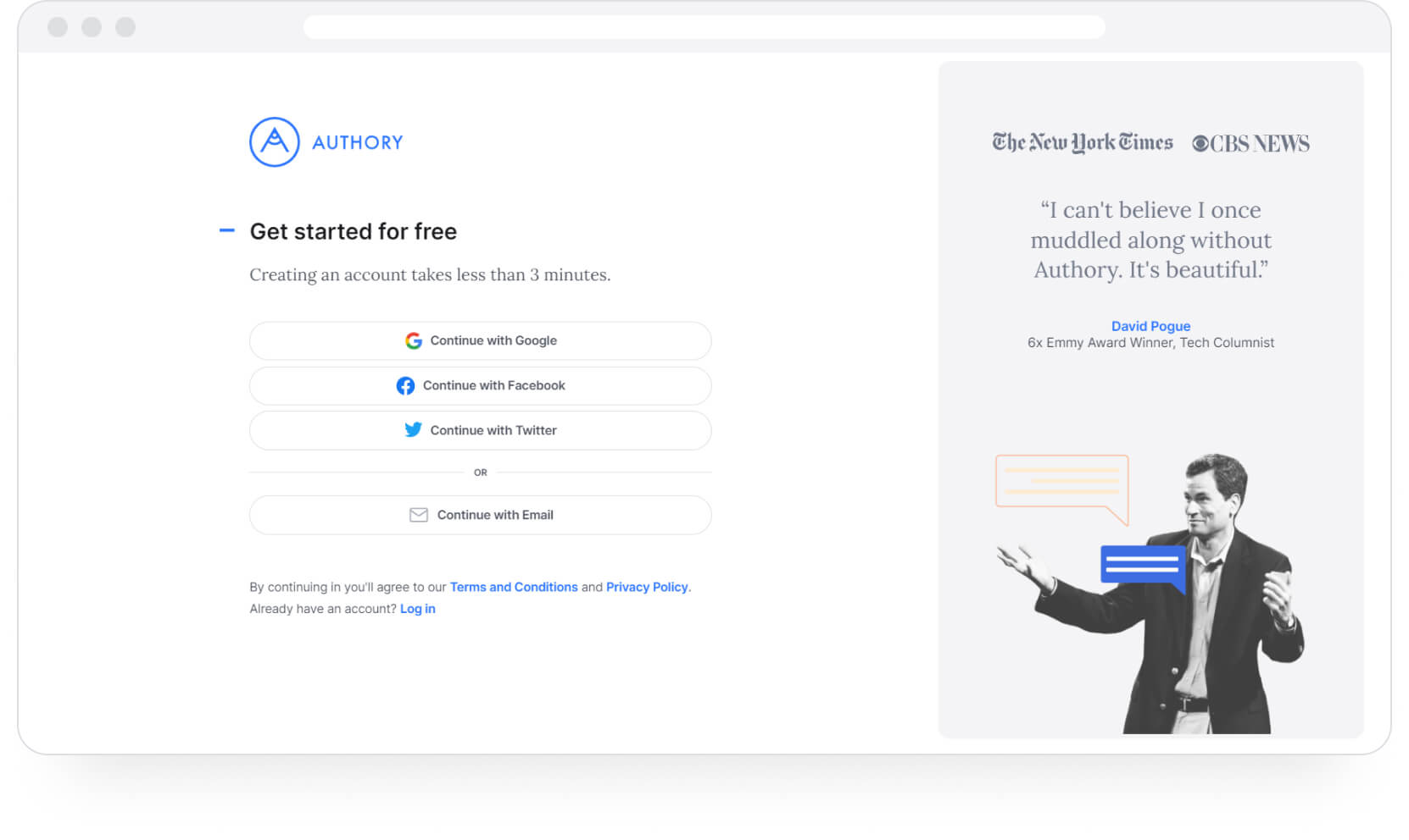 Authory Sign-Up Flow — Step 1