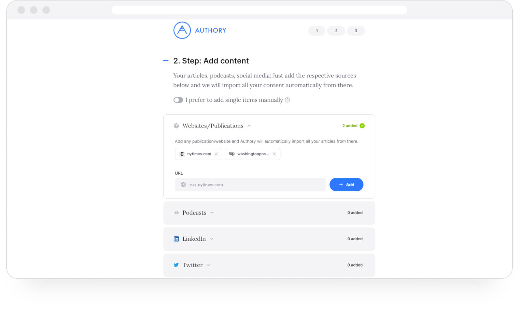 Authory Sign-Up Flow — Step 3