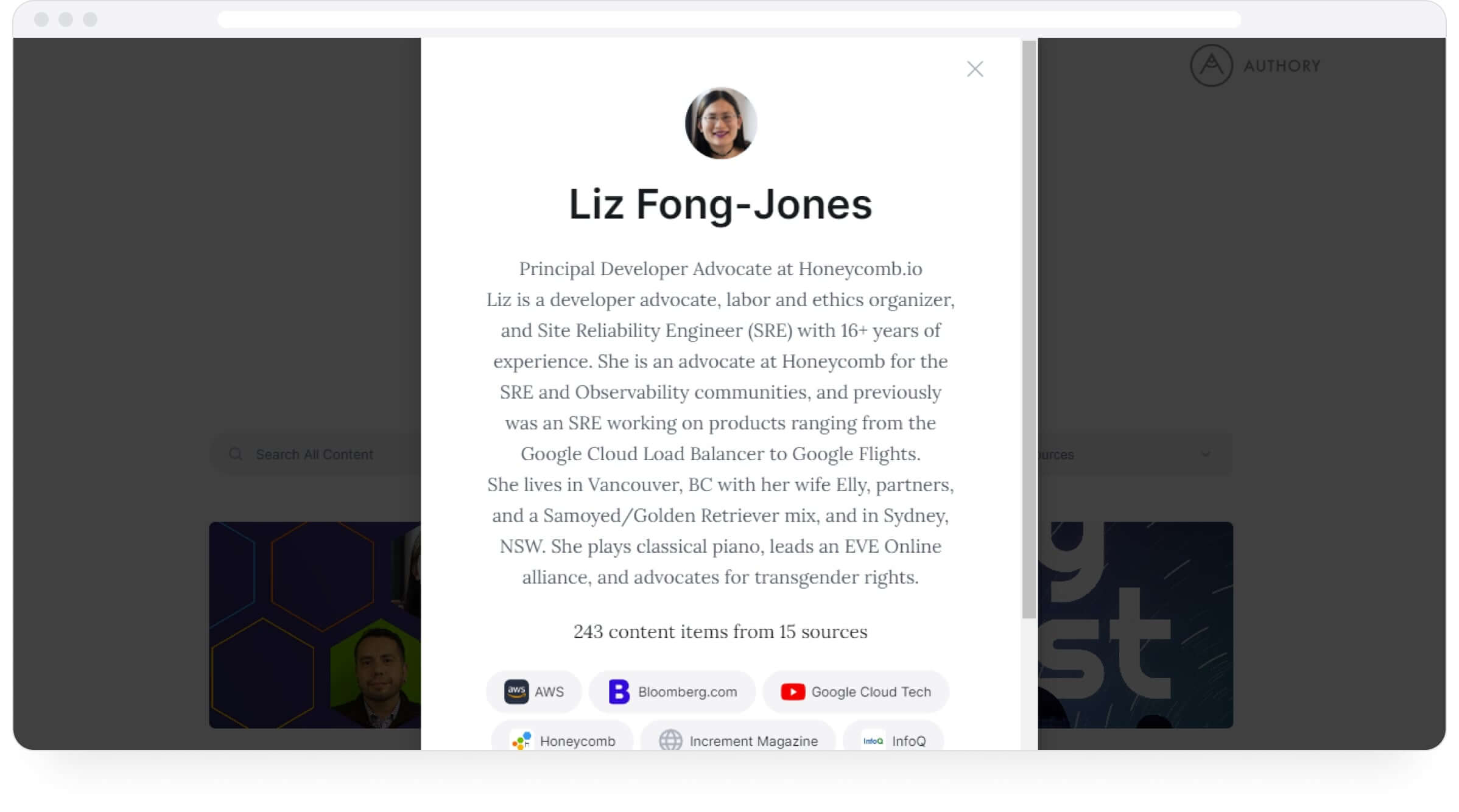 Liz’s great “About” section